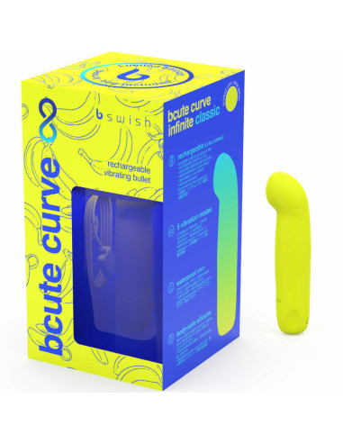 B SWISH - BCUTE CURVE INFINITE CLASSIC RIBOTO LEIDIMO ĮKRAUNAMAS SILIKONINIS VIBRATORIUS GELTONAS