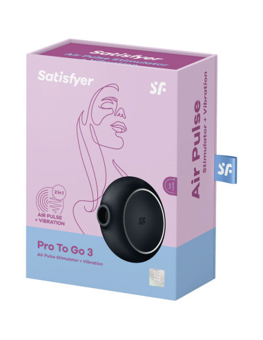 SATISFYER - PRO TO GO 3 DOUBLE AIR PULSE STIMULATOR and VIBRATOR BLACK