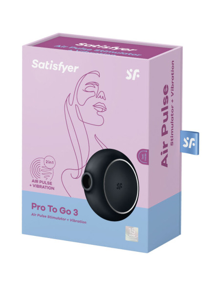 SATISFYER - PRO TO GO 3 DOUBLE AIR PULSE STIMULATOR and VIBRATOR BLACK