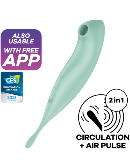 SATISFYER - TWIRLING PRO AIR PULSE STIMULATOR and VIBRATOR APP GREEN