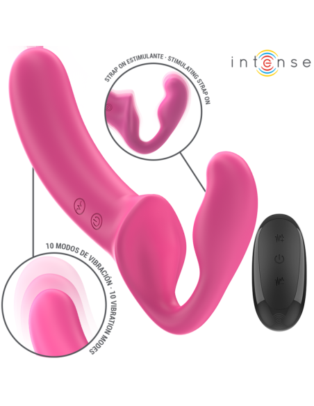 INTENSE - AMY DVIGUBAS VIBRATORIUS 20 CM ROŽINIS SU NUOTOLINIO VALDYMO VALDYMU
