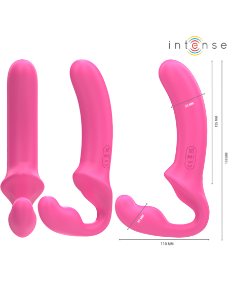INTENSE - AMY DVIGUBAS VIBRATORIUS 20 CM ROŽINIS SU NUOTOLINIO VALDYMO VALDYMU