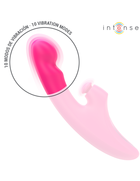 INTENSE - EMI VIBRATORIUS 13,5 CM DAUGIAFUNKCIS 3 IN 1 10 VIBRAVIMŲ ROŽINIS