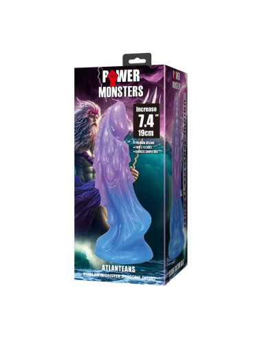 POWER MONSTERS - ATLANTEANS REALISTIC DILDO WITH SUCTION CUP 19 CM Ø 5 CM BLUE and PURPLE