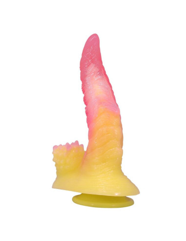 POWER MONSTERS - RIPPLIED MONSTER FANTASY DILDO WITH SUCTION CUP 22.5 CM Ø 5.5 CM PINK and YELLOW