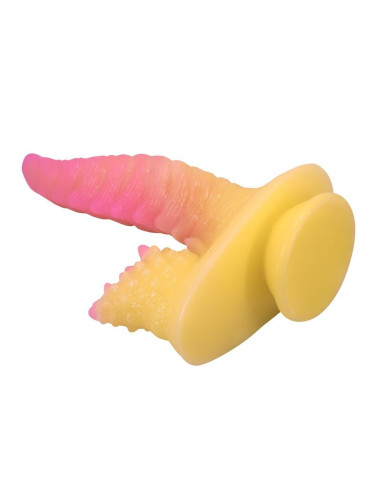 POWER MONSTERS - RIPPLIED MONSTER FANTASY DILDO WITH SUCTION CUP 22.5 CM Ø 5.5 CM PINK and YELLOW