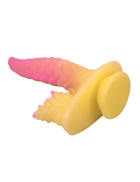 POWER MONSTERS - RIPPLIED MONSTER FANTASY DILDO WITH SUCTION CUP 22.5 CM Ø 5.5 CM PINK and YELLOW
