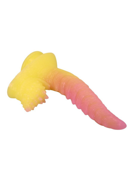 POWER MONSTERS - RIPPLIED MONSTER FANTASY DILDO WITH SUCTION CUP 22.5 CM Ø 5.5 CM PINK and YELLOW