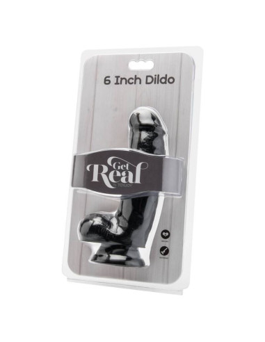 GET REAL - DILDO 12 CM WITH BALLS BLACK