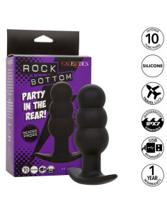 CALEXOTICS - ROCK BOTTOM BEADED ANAL PLUG 10 VIBRATIONS SILICONE BLACK 2