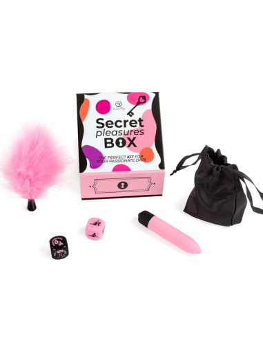 SECRET PLAY - CAJA DE PLACERES PARA PAREJAS DADOS BALA VIBRADORA PLUMERO