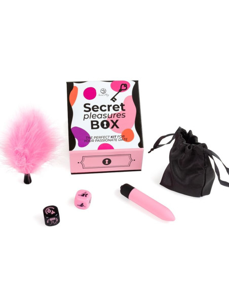SECRET PLAY - CAJA DE PLACERES PARA PAREJAS DADOS BALA VIBRADORA PLUMERO