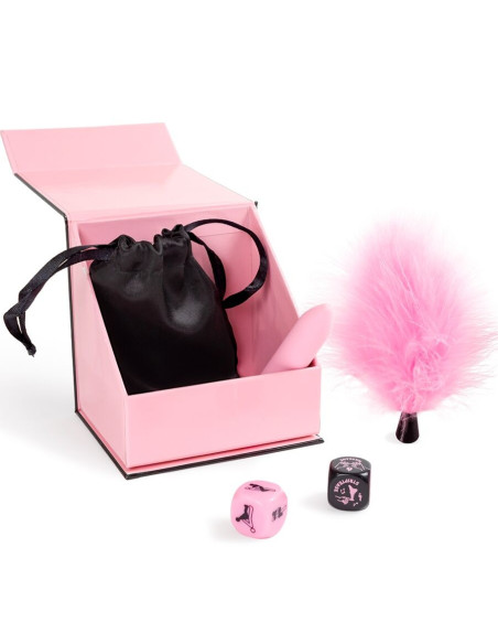 SECRET PLAY - CAJA DE PLACERES PARA PAREJAS DADOS BALA VIBRADORA PLUMERO