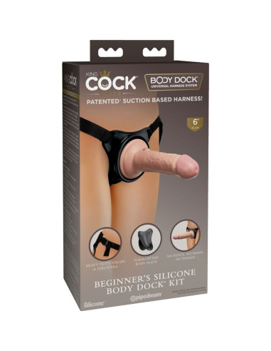 KING COCK - ELITE reguliuojamas diržas su dildo 15,2 cm pradedantiesiems