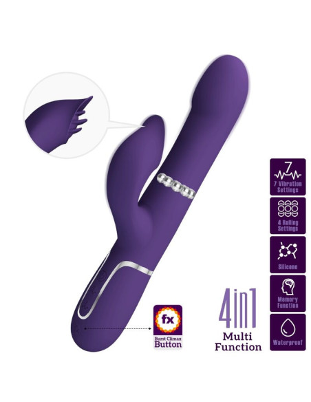 PRETTY LOVE - ZALIN RABBIT VIBRATOR PEARLS 4 IN 1 PURPLE