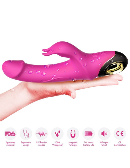 ARMONY - METEROR DILDO VIBRUOJAMAS TRIUŠIO ROTATORIUS FUKŠIJOS SPALVOS