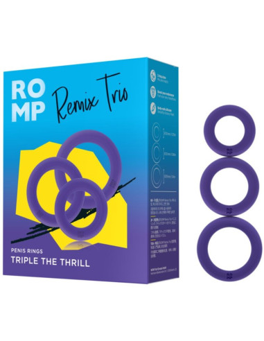 ROMP - REMIX TRIO SET OF 3 PURPLE SILICONE PENIS RINGS