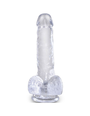 KING COCK - SKAIDRUS REALISTIŠKAS VARPAS SU KIEKVIENIAIS 13,5 CM PERMATOMAS