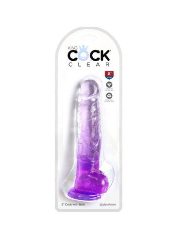 KING COCK - SKAIDRUS REALISTIŠKAS PENIS SU KIEKVIENIAIS 16,5 CM VIOLETINIS