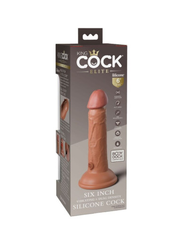 KING COCK - ELITE REALISTIC DILDO VIBRATING and SILICONE 15.2 CM CARAMEL