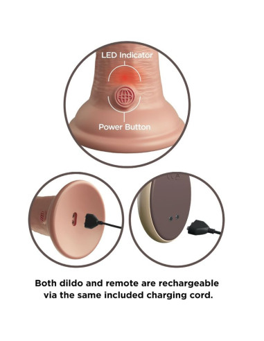 KING COCK - ELITE REALISTINIS DILDO VIBRATORIUS STIPRUS IR SILIKONINIS NUOTOLINIO VALDYMO PULTELIS 23 CM