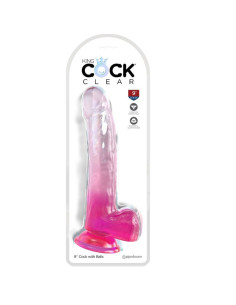KING COCK - SKAIDRUS DILDO SU SĖKLĖLĖMIS 20,3 CM ROŽINIS 2