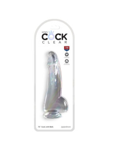 KING COCK - skaidrus dildo su sėklidėmis 15,2 cm permatomas 2