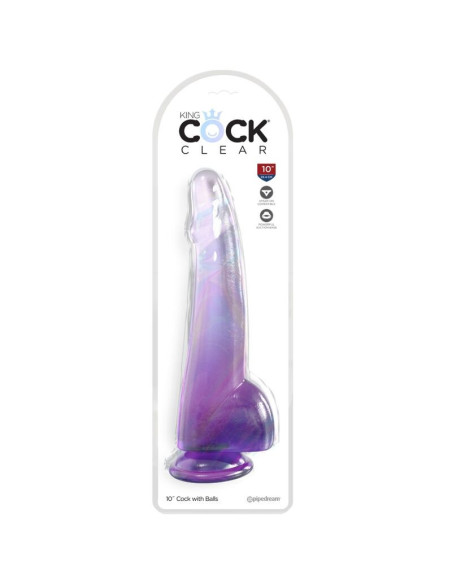 KING COCK - CLEAR DILDO WITH TESTICLES 19 CM PURPLE