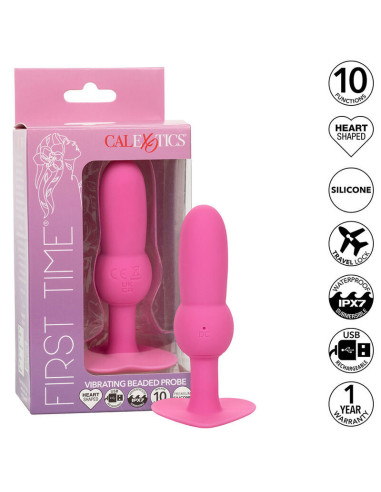 CALEXOTICS - FIRST TIME ANAL PLUG BEADED PROBE 10 VIBRATIONS PINK