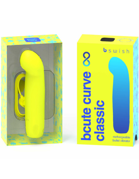 B SWISH - BCUTE CURVE INFINITE CLASSIC įkraunamas silikoninis vibratorius, geltonas