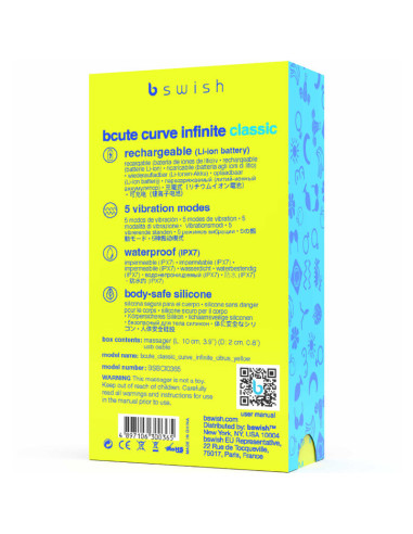 B SWISH - BCUTE CURVE INFINITE CLASSIC įkraunamas silikoninis vibratorius, geltonas