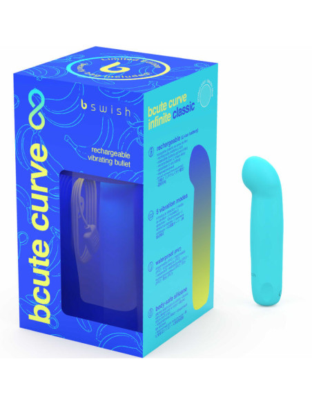 B SWISH - BCUTE CURVE INFINITE CLASSIC RIBOTO LEIDIMO MĖLYNAS ĮKRAUNAMAS SILIKONINIS VIBRUOJAMAS