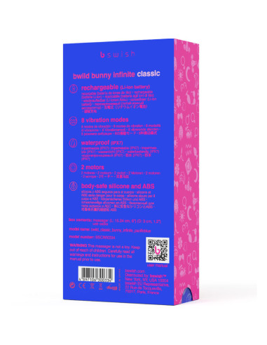 B SWISH - BWILD BUNNY INFINITE CLASSIC RECHARGEABLE VIBRATOR BLUE SILICONE