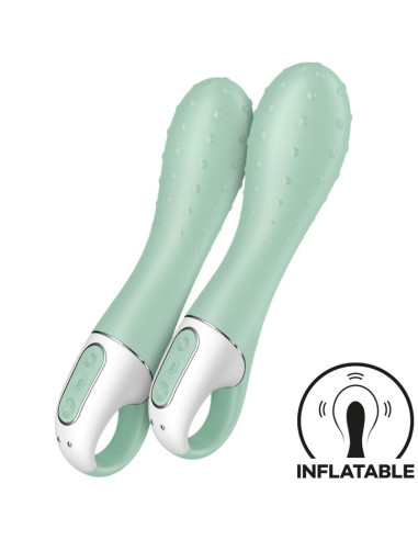 SATISFYER - PRIPUČIAMAS VIBRUOJAMAS SU POMPOS VONIUMI, 3 G TAŠKAIS, MĖTOS SPALVOS