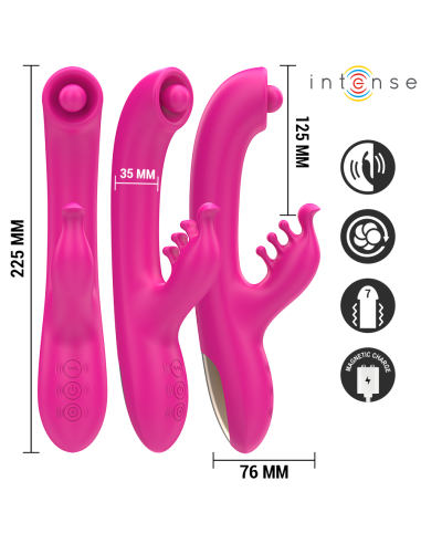 INTENSE - CHRISTINA DAUGIAFUNKCINIS SU KLITORIAUS MASAŽUOKLIU 22,5 CM ROŽINIS