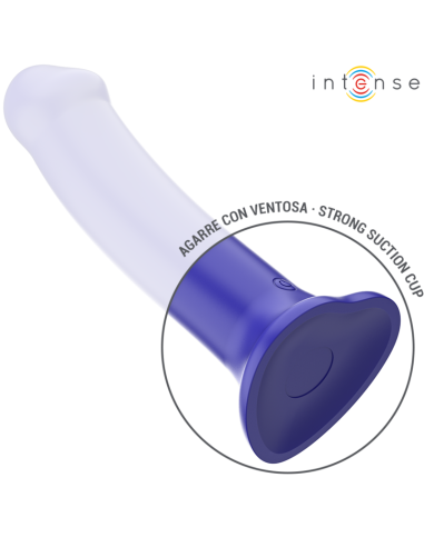 INTENSE - VICTORIA VIBRATOR SU SIURBLIU 10 VIBRACIJŲ TAMSIAI MĖLYNA NUOTOLINIO VALDYMO PULTAS