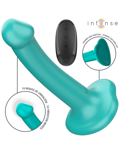 INTENSE - KATIE VIBRATORAS SU SIURBLIU 10 VIBRACIJŲ MĖLYNAS NUOTOLINIO VALDYMO PULTAS
