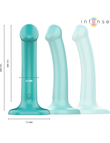 INTENSE - KATIE VIBRATORAS SU SIURBLIU 10 VIBRACIJŲ MĖLYNAS NUOTOLINIO VALDYMO PULTAS