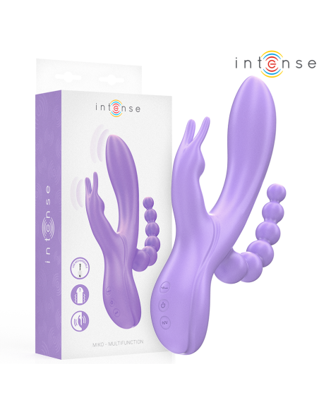 INTENSE - MIKO TRIPLE VIBRATOR RABBIT ir STIMULATOR ir ANAL 7 VIBRATIONS PURPLE