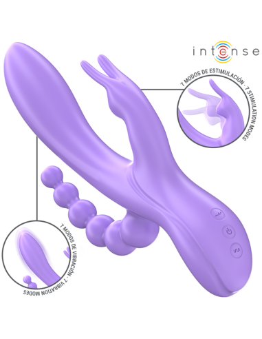 INTENSE - MIKO TRIPLE VIBRATOR RABBIT and STIMULATOR and ANAL 7 VIBRATIONS PURPLE