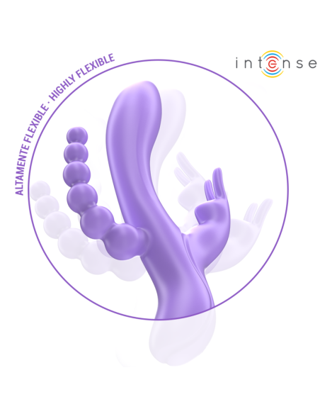 INTENSE - MIKO TRIPLE VIBRATOR RABBIT ir STIMULATOR ir ANAL 7 VIBRATIONS PURPLE