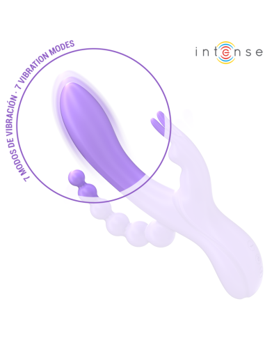 INTENSE - MIKO TRIPLE VIBRATOR RABBIT ir STIMULATOR ir ANAL 7 VIBRATIONS PURPLE