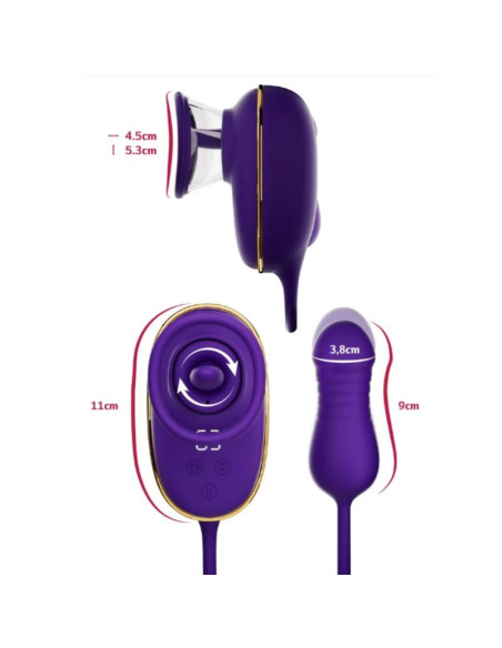 SHE.E.O - CLITORAL SUCTION TOOL WITH LICKING EFFECT AND PURPLE ANAL STIMULATOR