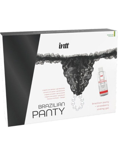 INTT RELEASES - BRAZILIAN BLACK PANTY WITH PEARLS AND LUBRICANT GEL 50 ML