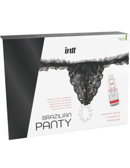 INTT RELEASES - BRAZILIJOS JUODOSIOS KELNAITĖS SU PERLIAIS IR LUBRIKANTO GELIU 50 ML