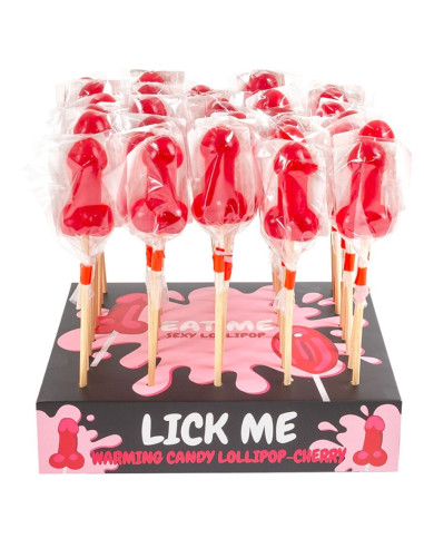 SECRETPLAY - CHERRY CANDY PENIS LOLLIPOP DISPLAY WITH SPICY HEAT EFFECT (40 UNITS)