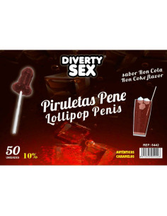 DIABLO GOLOSO - 50 PENIS LOLLIPOPS RON COLA FLAVOR 10 ALCOHOL