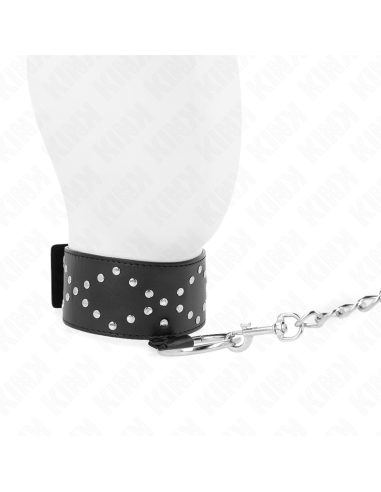 KINK - KARO PAVADĖLIS 65 CM SU PAVADĖLIU SU SIDABRINĖMIS KNIEDĖMIS, MODELIS 3, REGULIUOJAMAS 36-43 CM X 5 CM