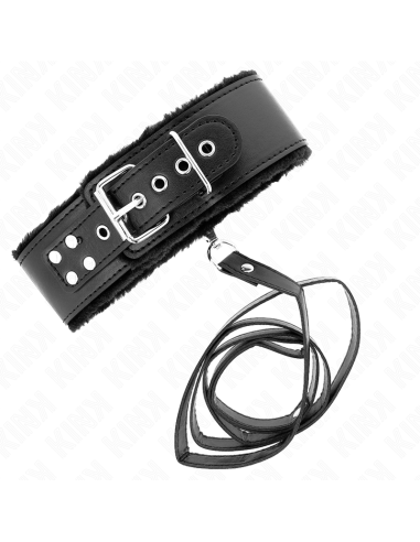 KINK - KAKLO PAVADĖLIS SU PAVADĖLIU 116 CM SU SIDABRINĖMIS KNIEDĖMIS, MODELIS 4, JUODAS, REGULIUOJAMAS 40-48 CM X 6 CM
