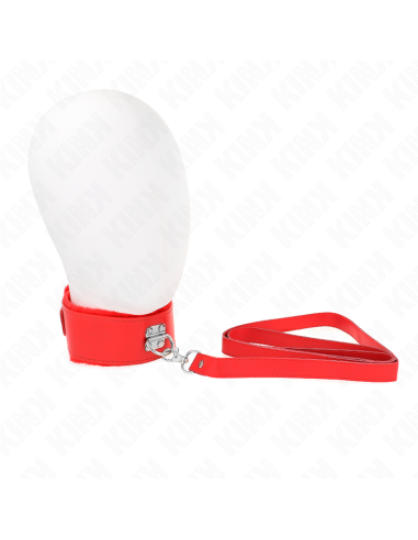 KINK - KARO PAVADĖLIS SU PAVADĖLIU 116 CM SU SIDABRINĖMIS KNIEDĖMIS, MODELIS 4, RAUDONAS, REGULIUOJAMAS 40-48 CM X 6 CM